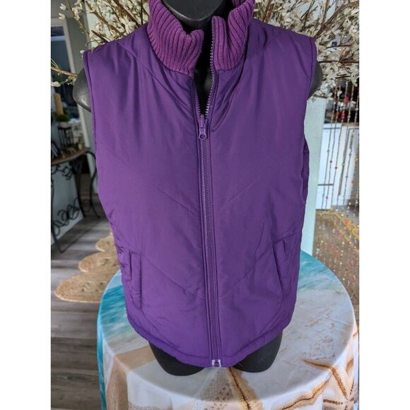 VTG Gap Kids Reversible Vest XL Colorful Snowflakes 1 Side Full Zip 1 Side Purpl - Picture 7 of 8